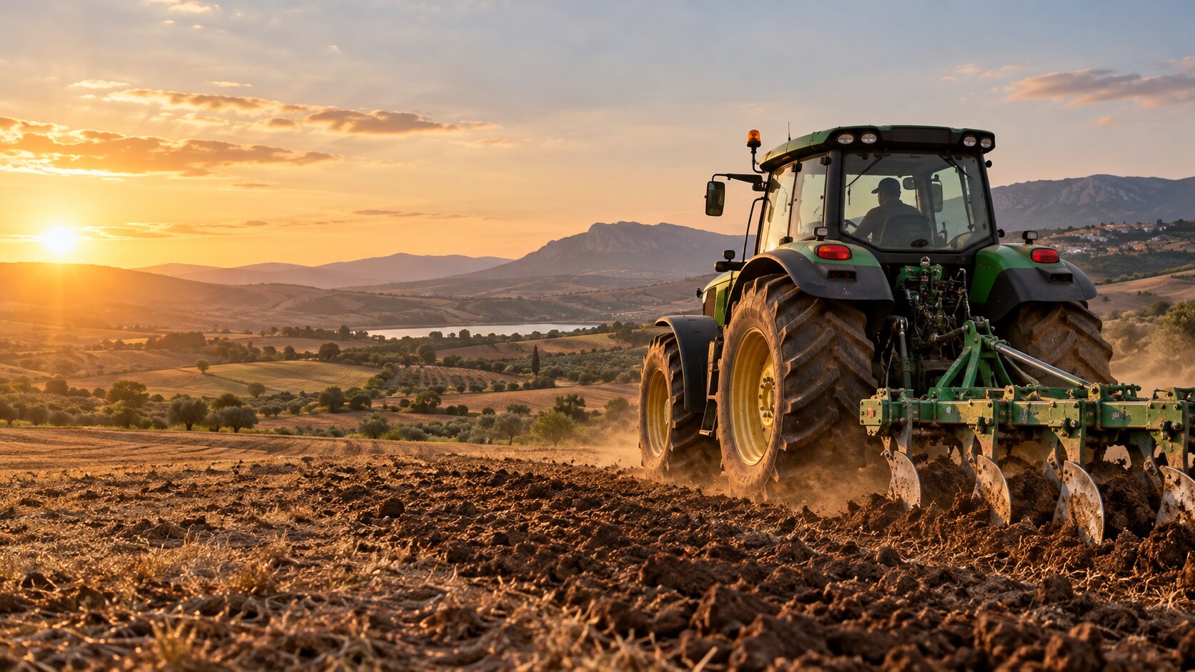 Tractor in an agricultural field